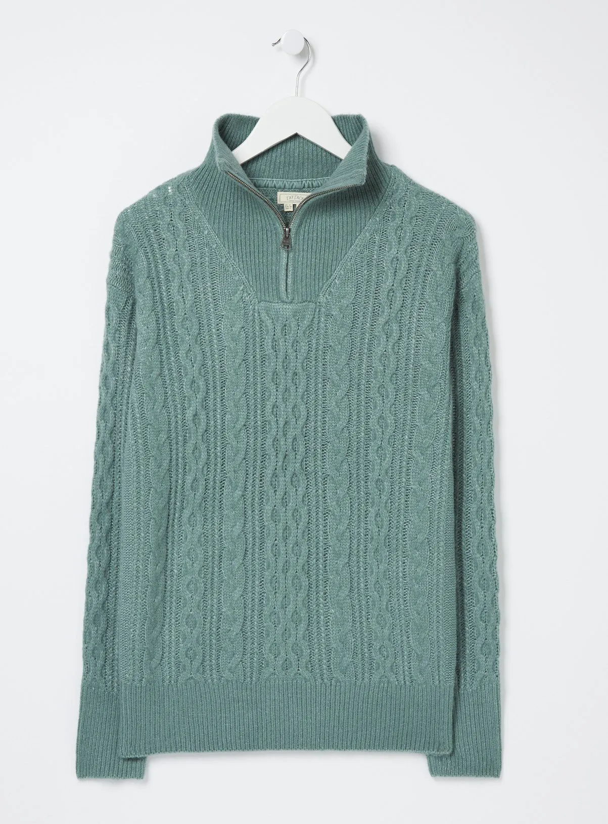 FATFACE Green Heather Half Neck Jumper - 6