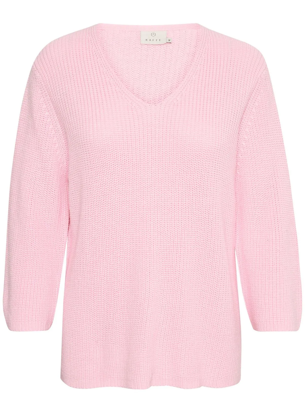 KAFFE Merian V Neck Cropped Sleeve Pullover Pink M Tu