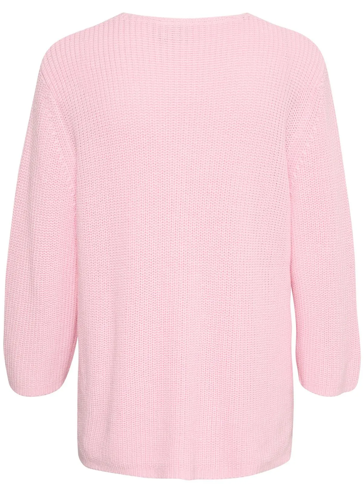 KAFFE Merian V Neck Cropped Sleeve Pullover Pink M Tu