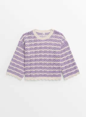 Lilac Chevron Stripe Crocheted Jumper 13 years