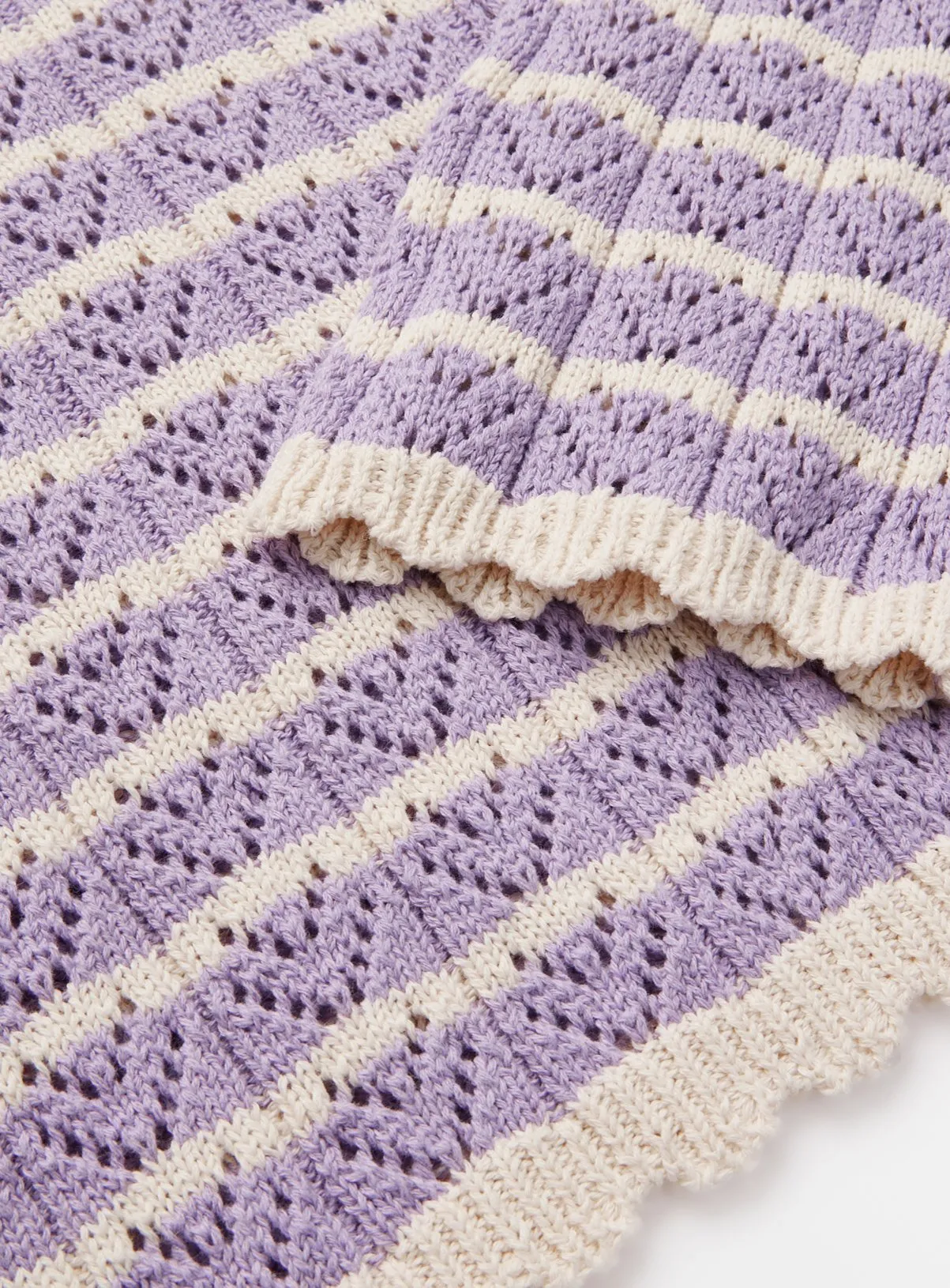 Lilac Chevron Stripe Crocheted Jumper 13 years