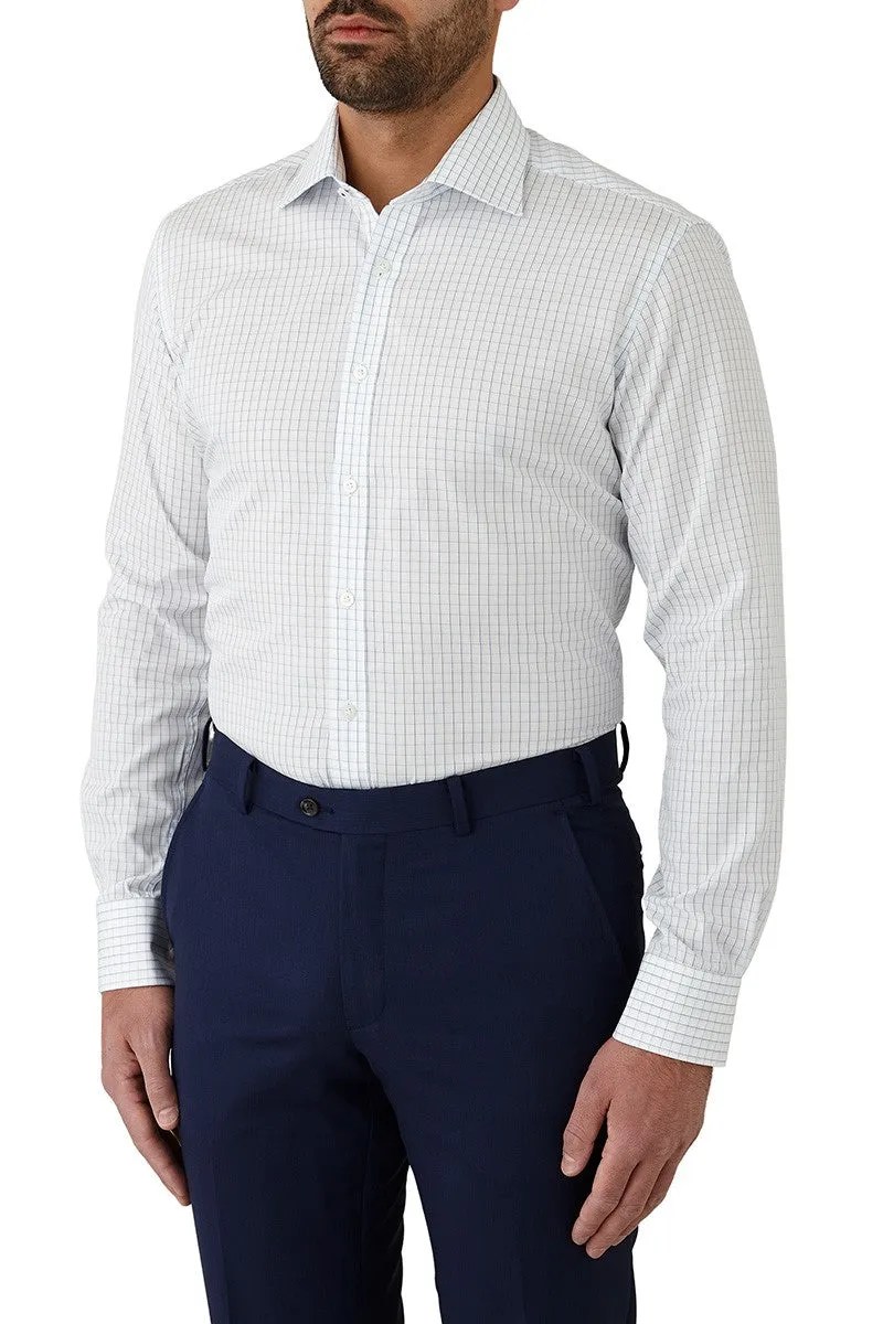 Cambridge Carlton White Blue Check Shirt.