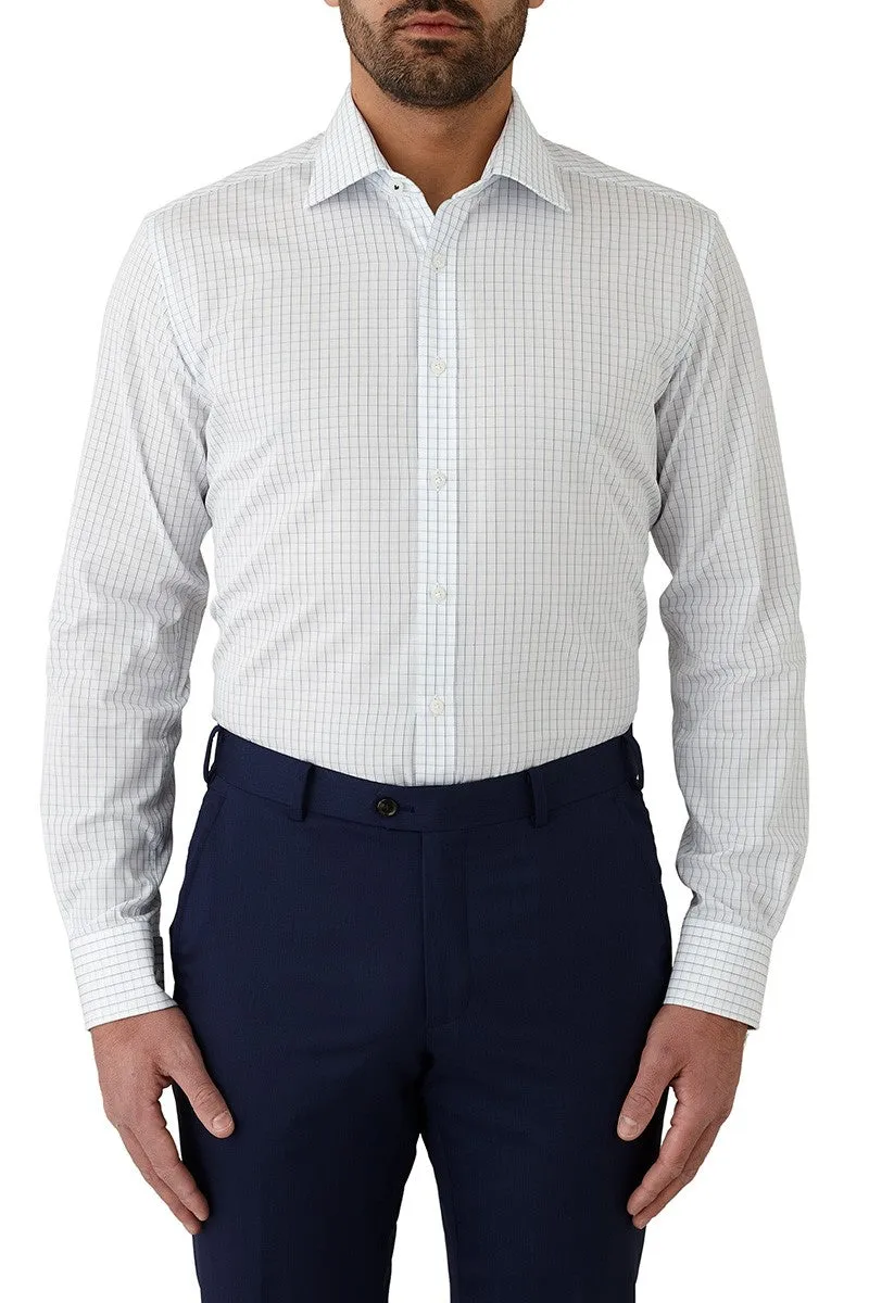 Cambridge Carlton White Blue Check Shirt.