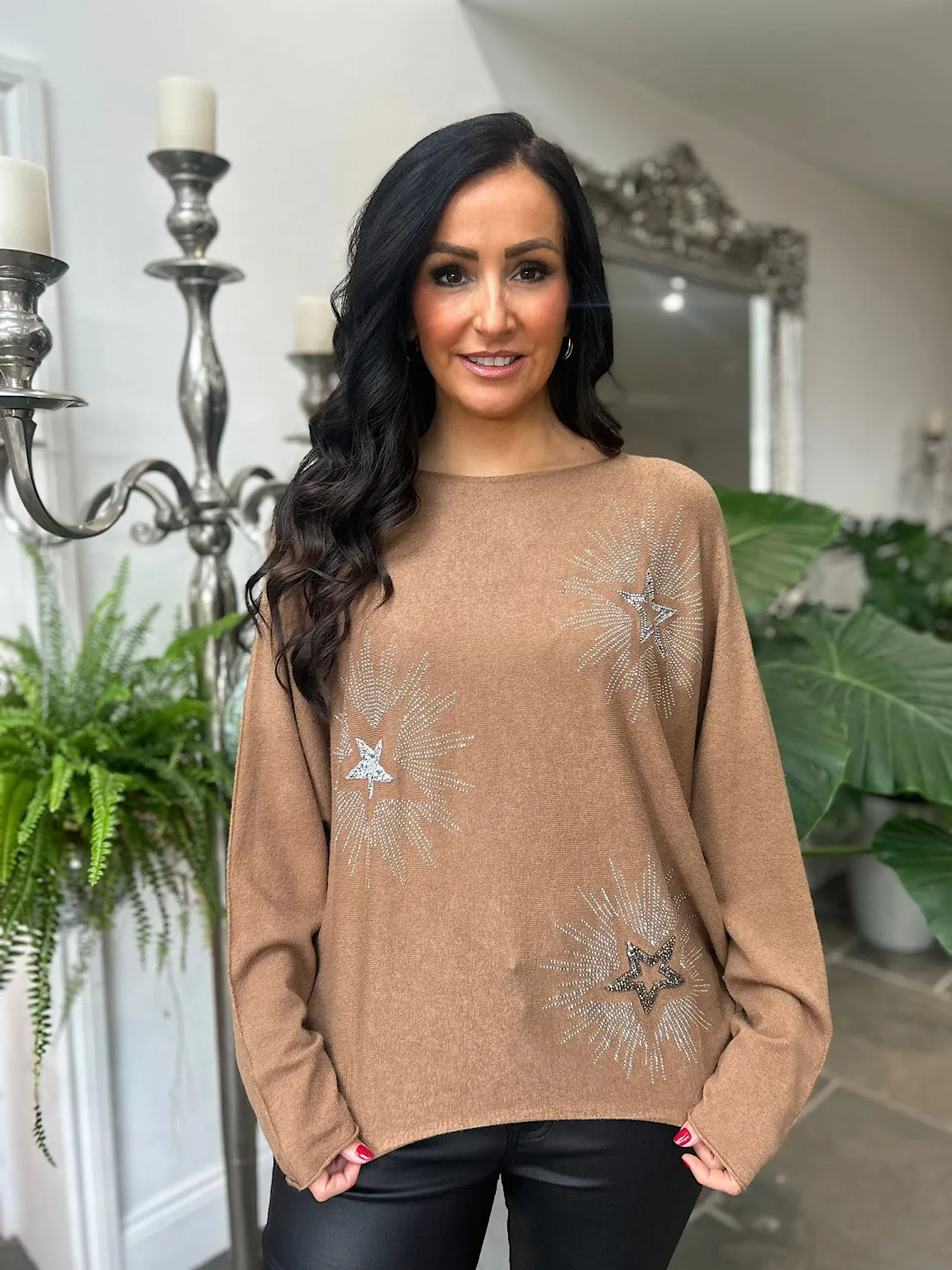 Camel Sparkle Batwing Knit Kelsie - $49.99