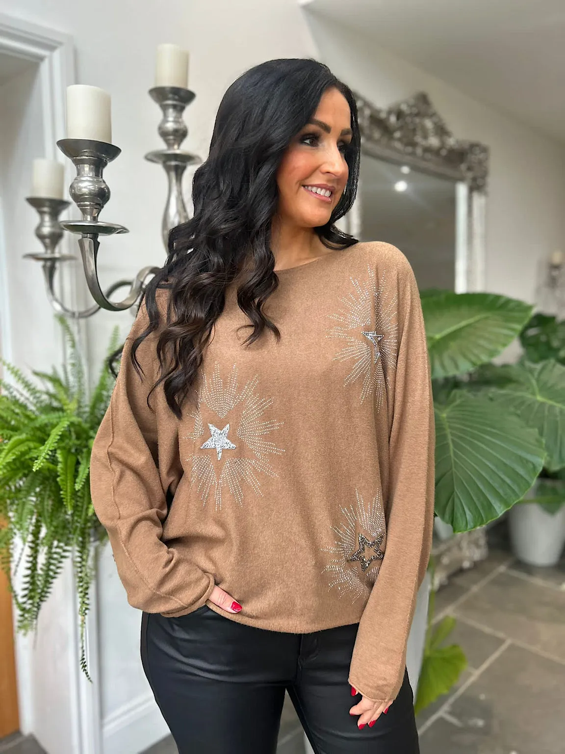 Camel Sparkle Batwing Knit Kelsie - $49.99