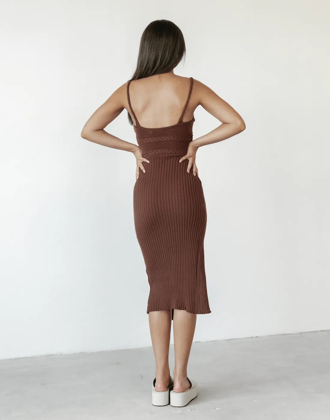 Cameron Brown Knit Midi Dress