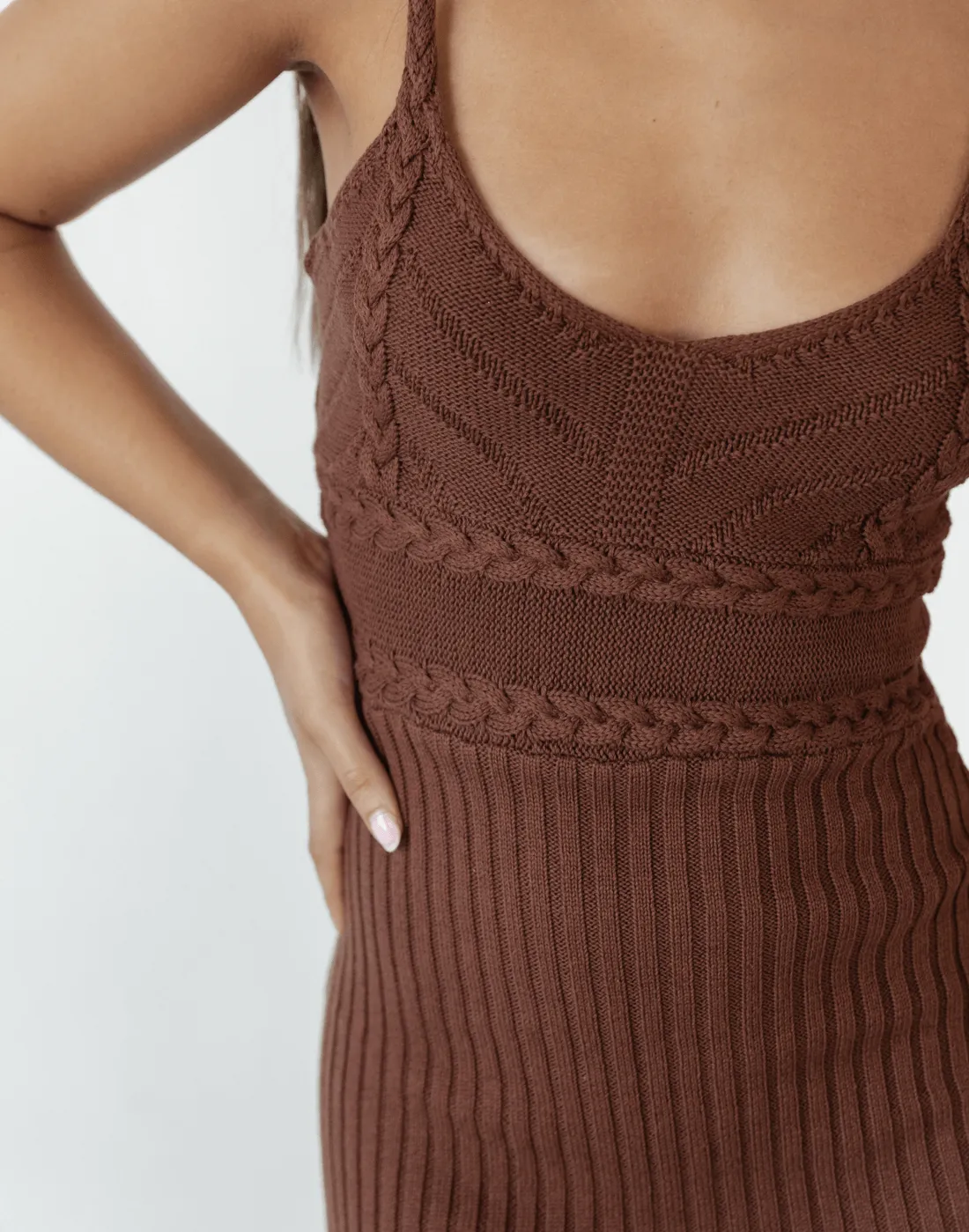 Cameron Brown Knit Midi Dress