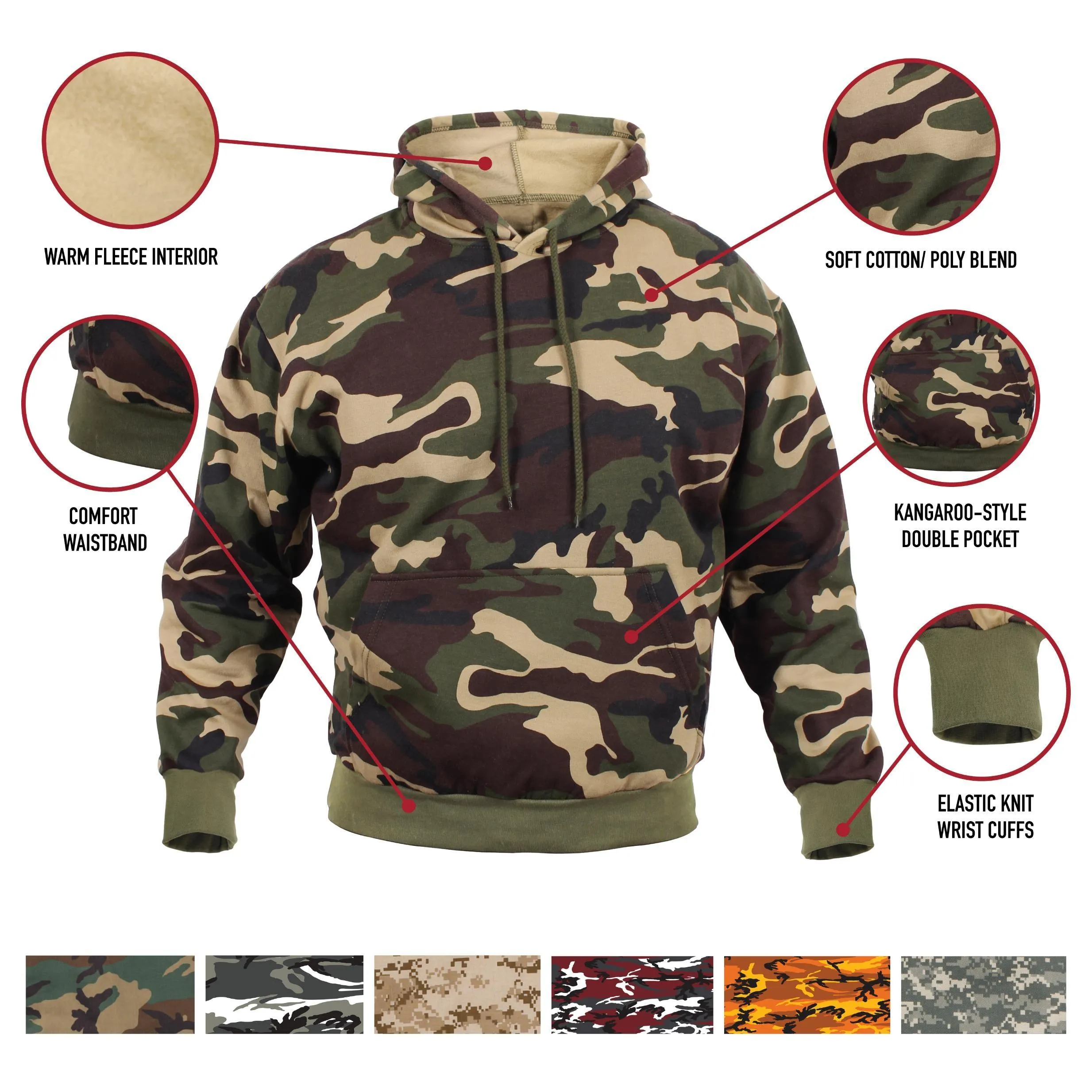 Camo Pullover Hooded Sweatshirt