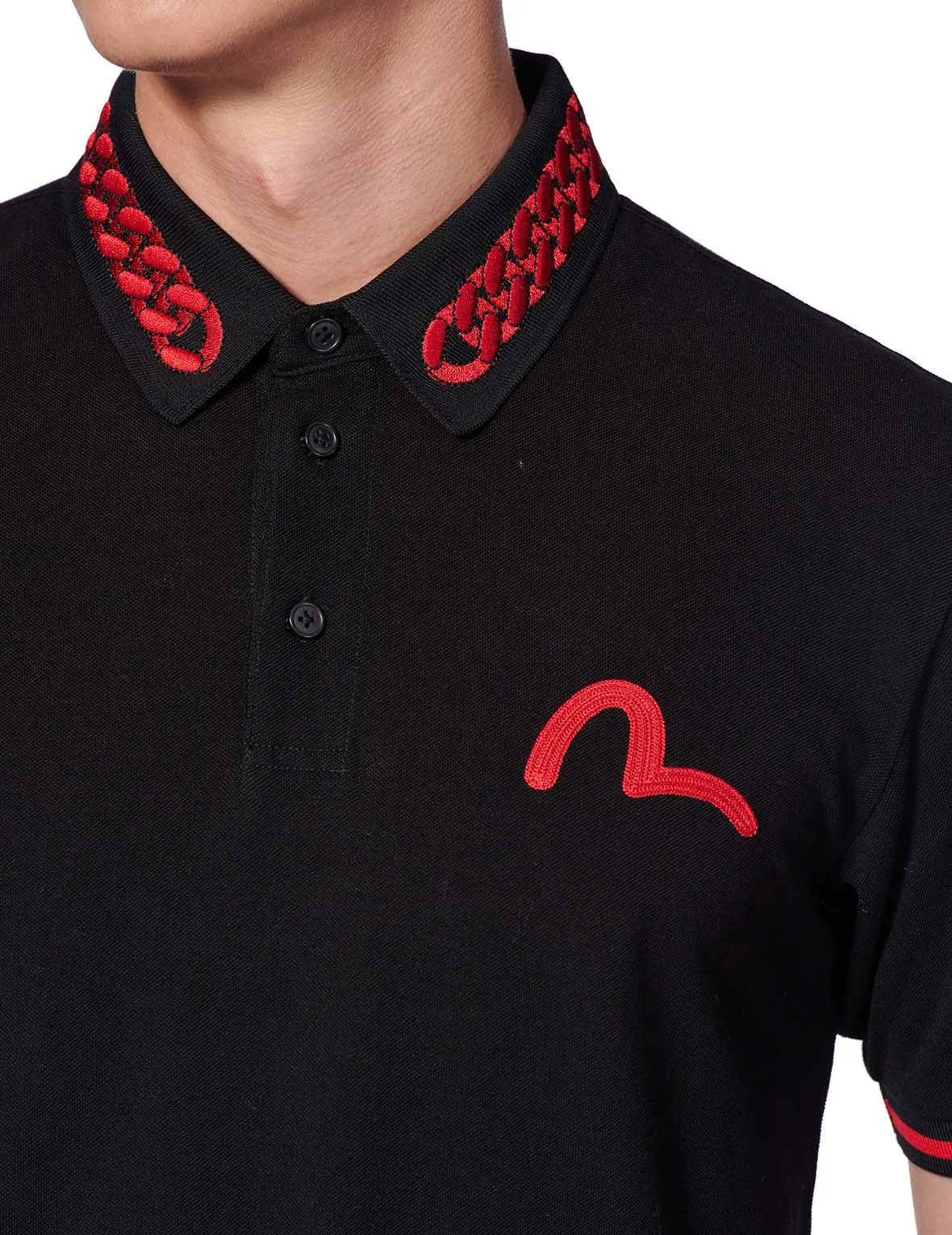 Chain Embroidered Polo Shirt