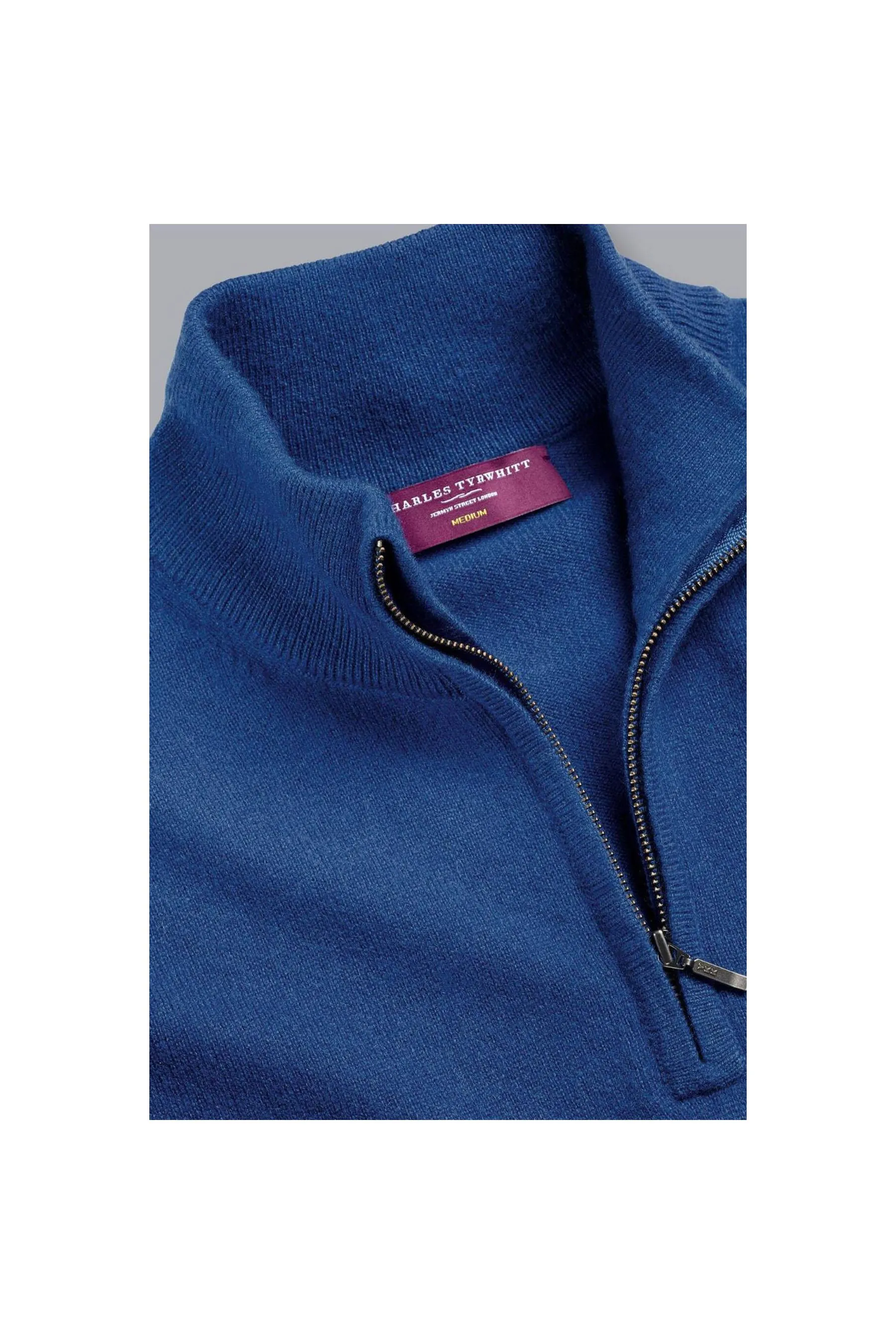 Royal Blue Cashmere Zip Neck Jumper