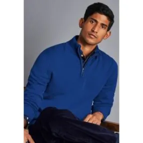 Royal Blue Cashmere Zip Neck Jumper