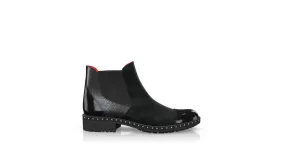 Black Chelsea Block Heel Boots 3377-41