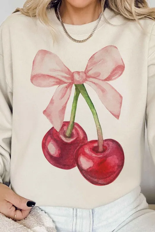 Cherry Bow Graphic Sweatshirt Coquette.