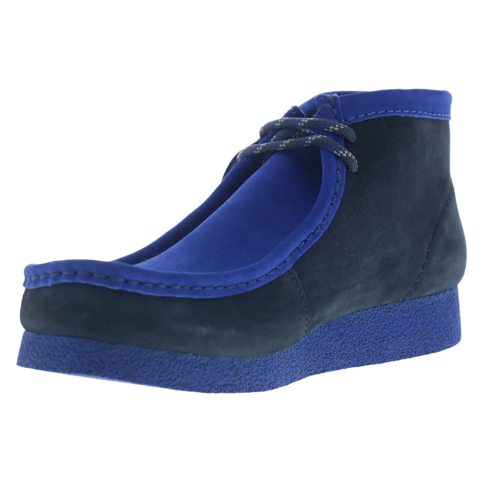 Clarks Men's Blue Suede Wallabee EVO Lace Up Chukka Boots