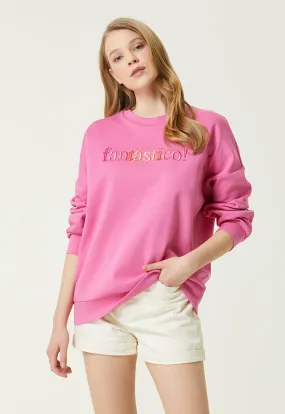 Pink Embroidered Club Crew Neck Sweatshirt