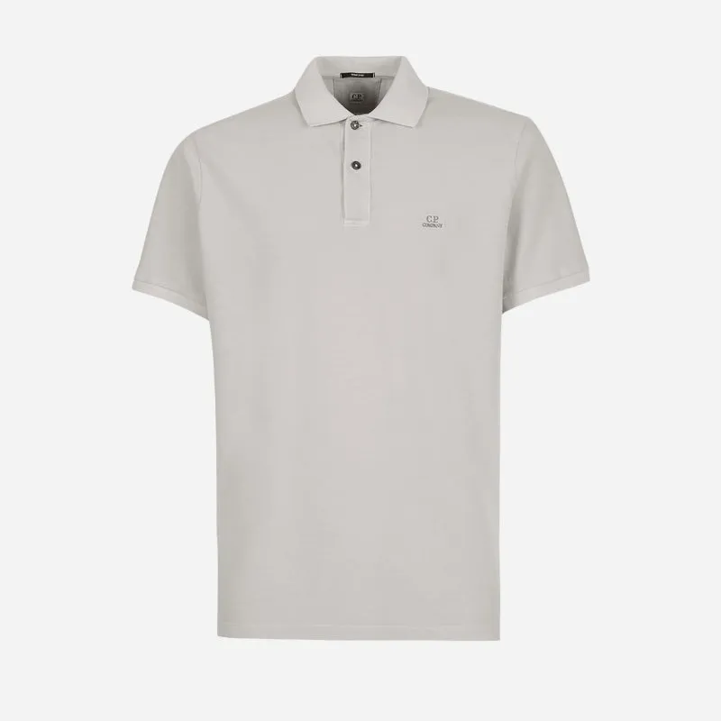 CP Company Frosty Flint Grey Piquet Polo Shirt