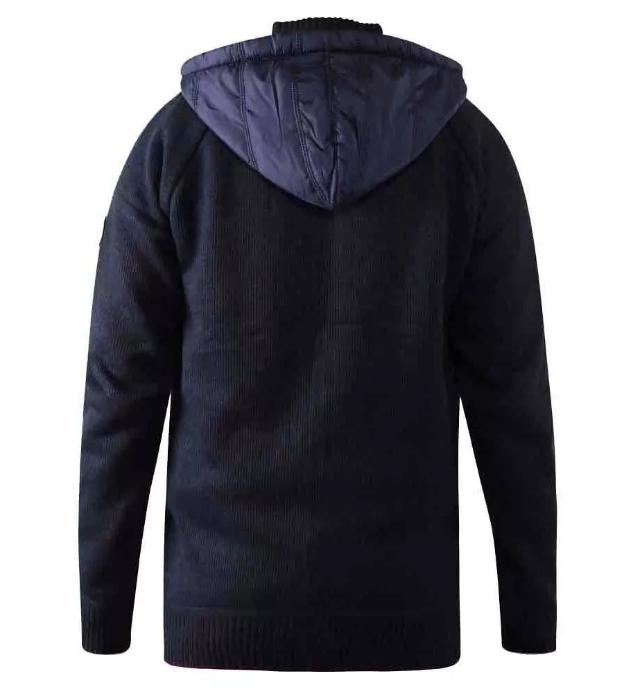 D555 Mens Raglan Sleeve Jumper With Bonded Fleece Lining And Hood (NORBURY)