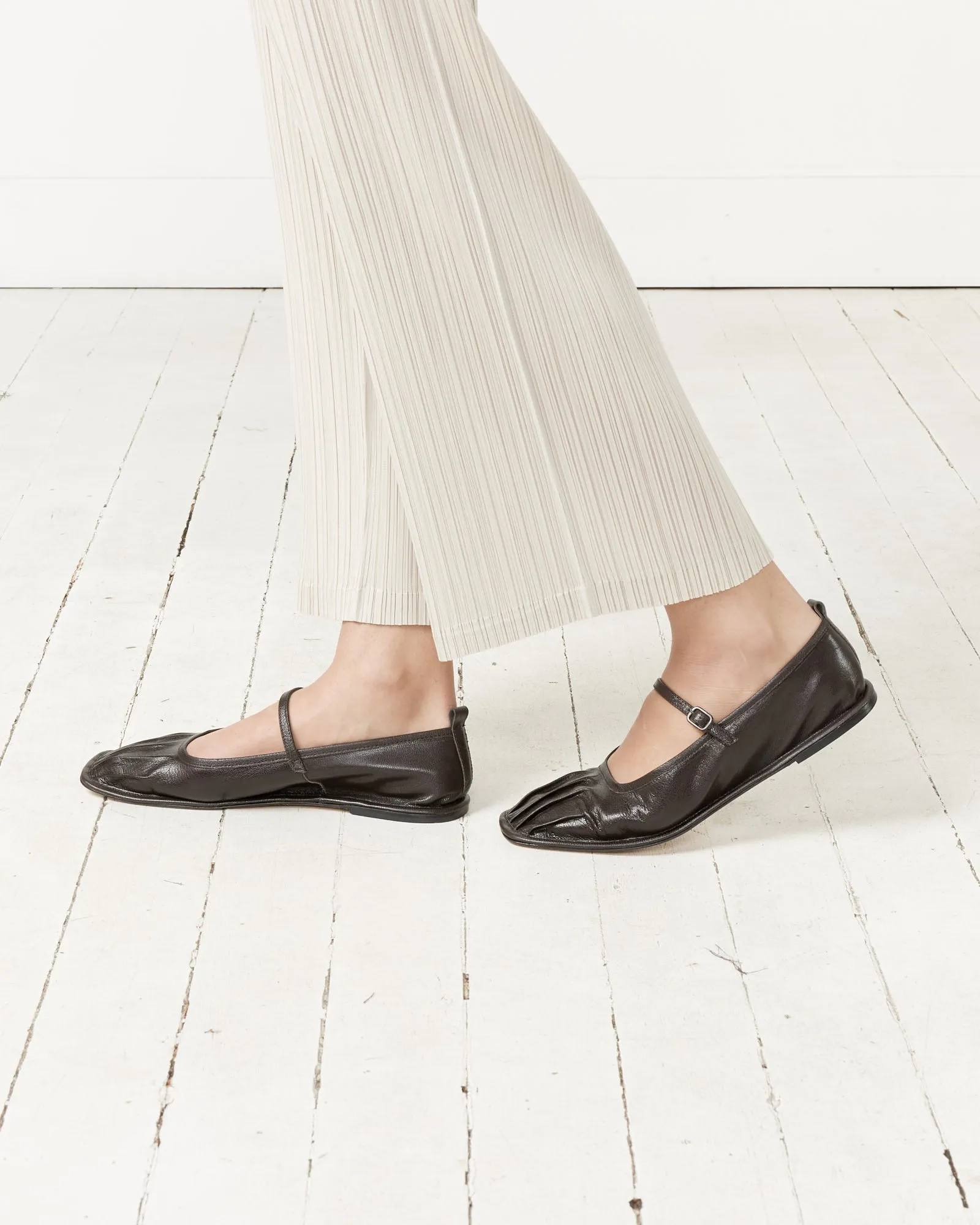 Dansa Ebony Mary Jane Flat with Pleated Toe