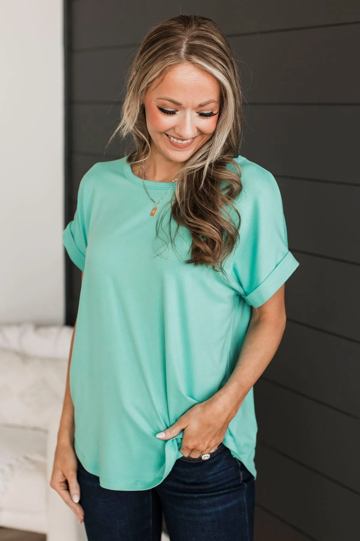 Days Spent With You Knit Top in Tiffany Blue