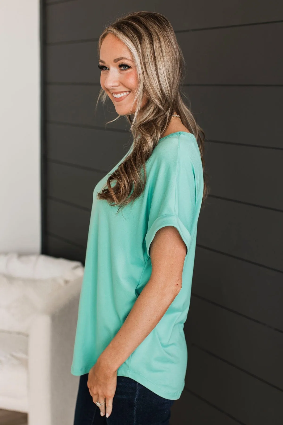 Days Spent With You Knit Top in Tiffany Blue