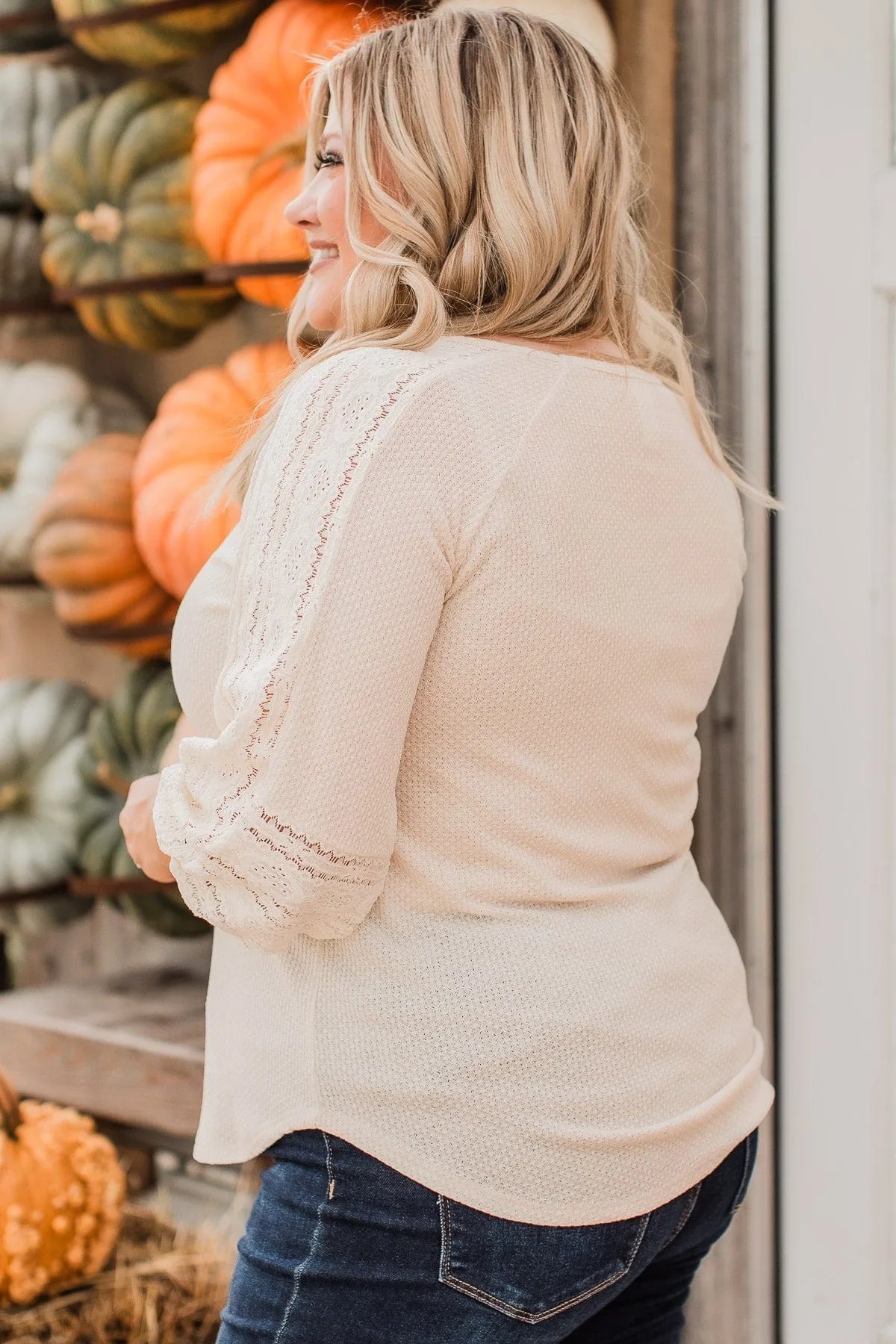 Charming Cream Knit Top Destined to Impress