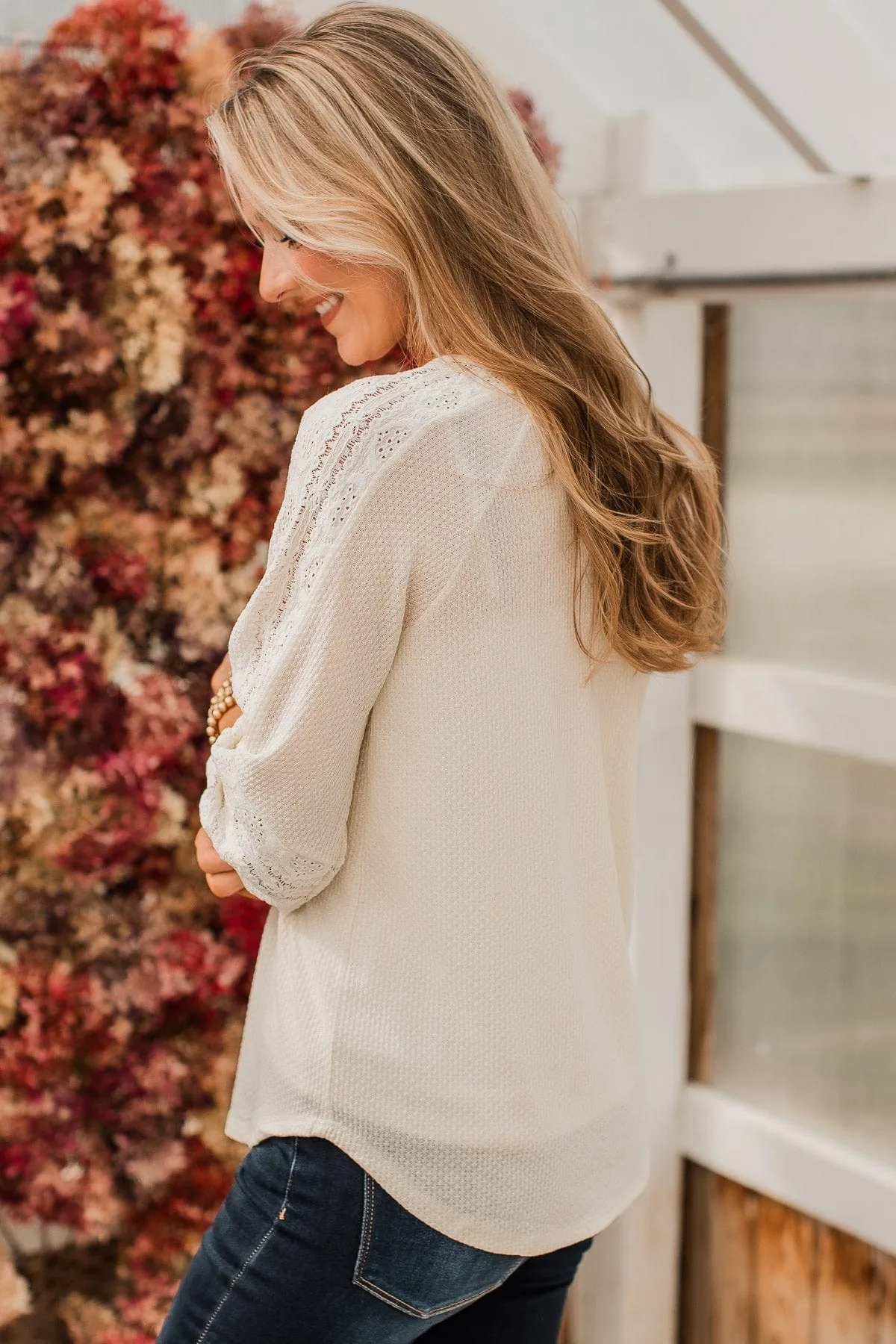 Charming Cream Knit Top Destined to Impress