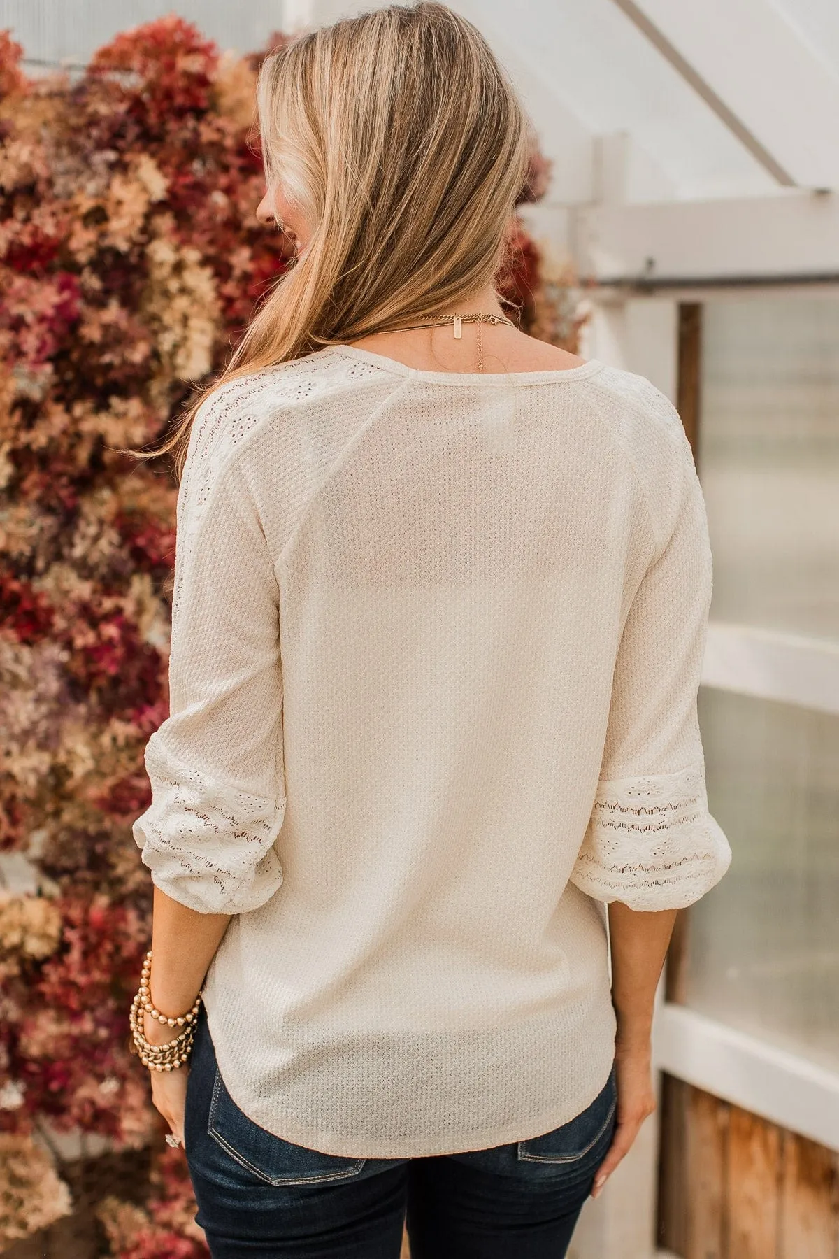 Charming Cream Knit Top Destined to Impress