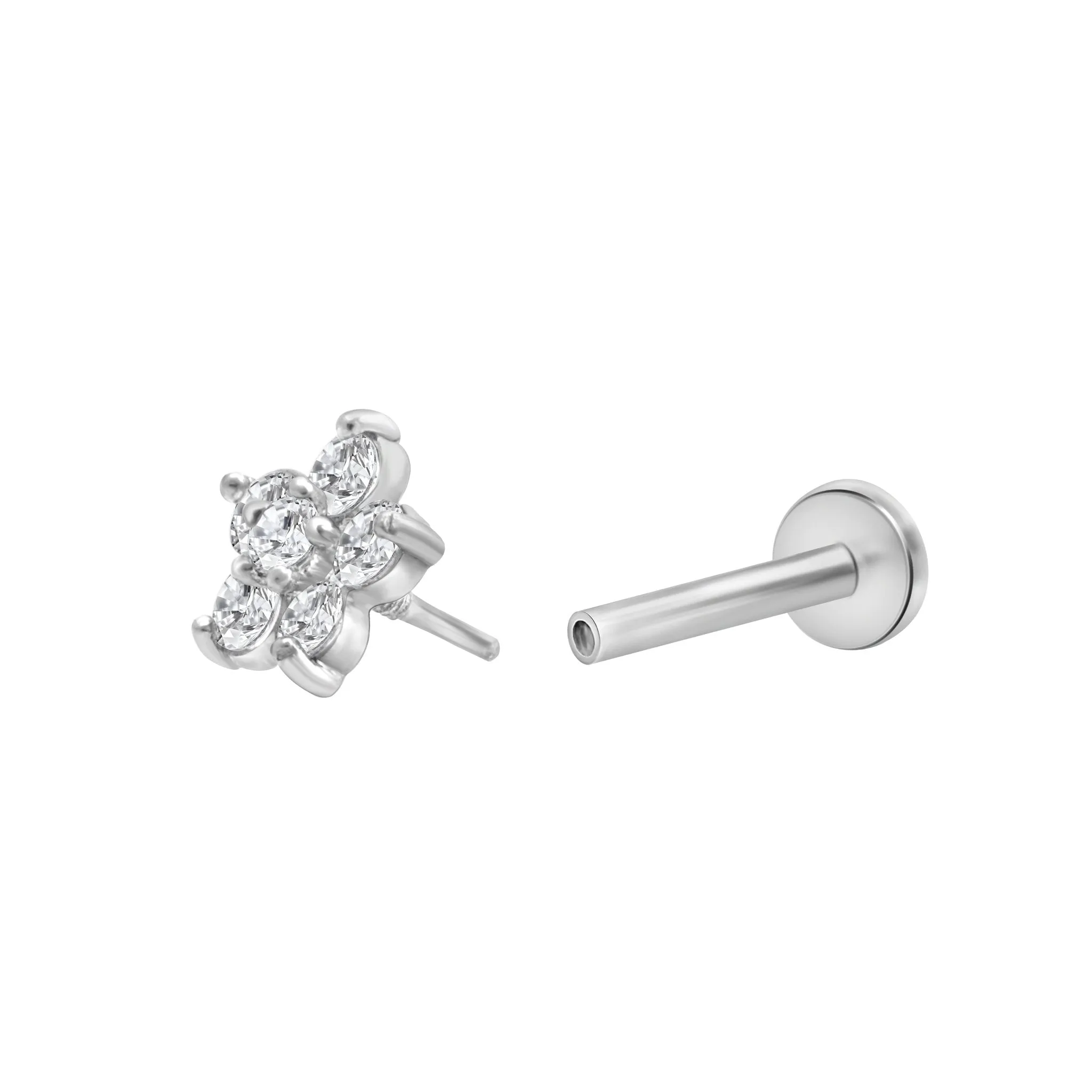 Elegant Diamond Flower Stud Earring