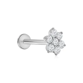 Elegant Diamond Flower Stud Earring