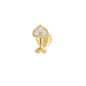 Romantic Diamond Heart Cupid's Arrow Stud Earring