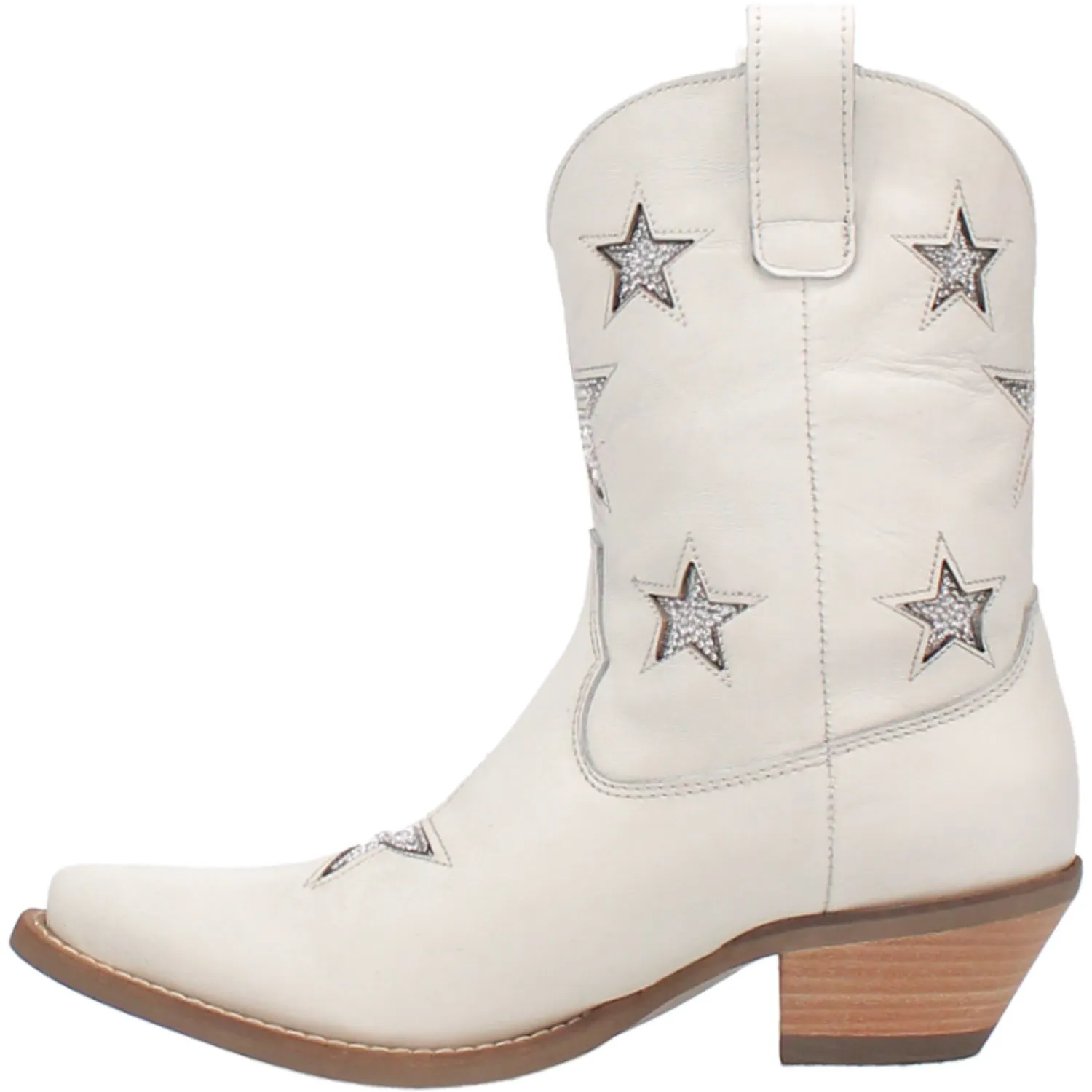 Dingo Women's White Leather Star Struck Bootie Fashion Boots