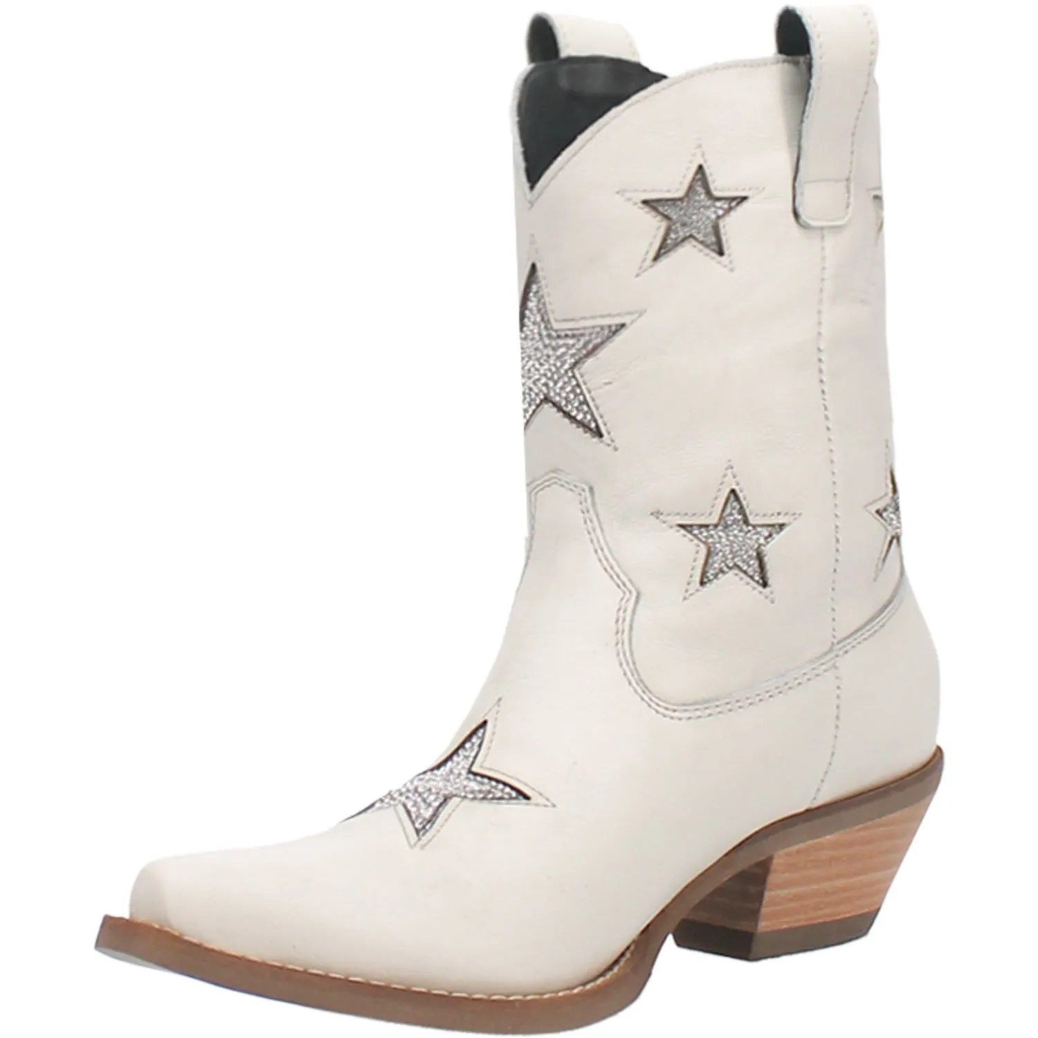 Dingo Women's White Leather Star Struck Bootie Fashion Boots