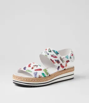 DJANGO & JULIETTE Atha White Shoe Print Leather Espadrilles