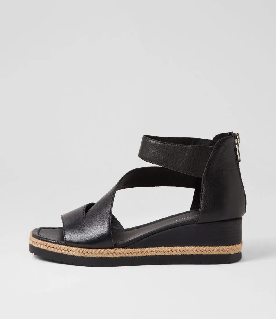 DJANGO & JULIETTE Ismet Black Leather Espadrilles