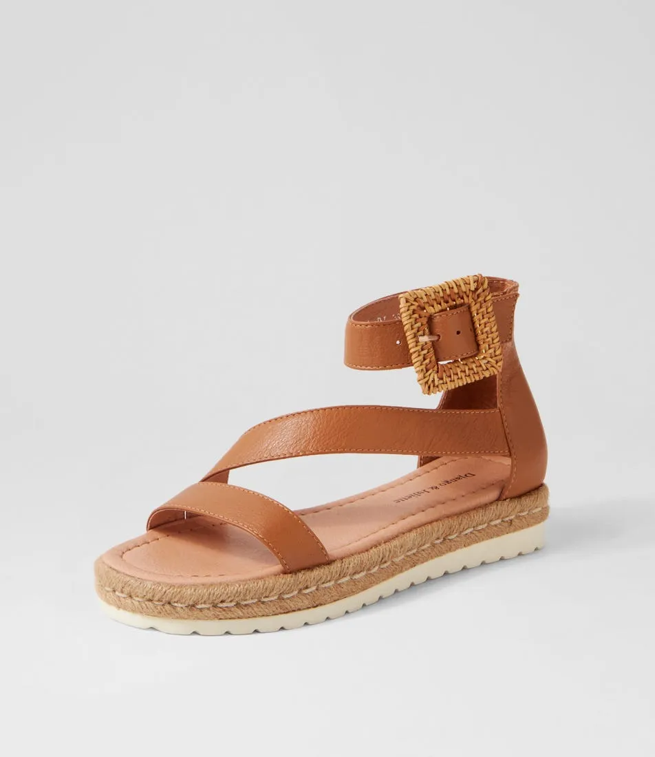 DJANGO & JULIETTE Sisel Dark Tan Natural Leather Buckle Espadrilles