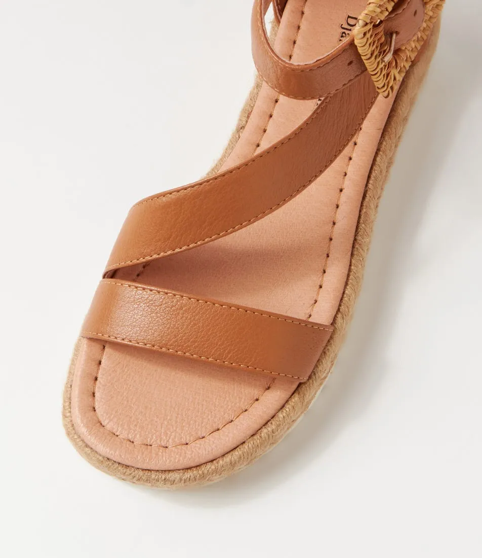 DJANGO & JULIETTE Sisel Dark Tan Natural Leather Buckle Espadrilles