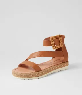 DJANGO & JULIETTE Sisel Dark Tan Natural Leather Buckle Espadrilles