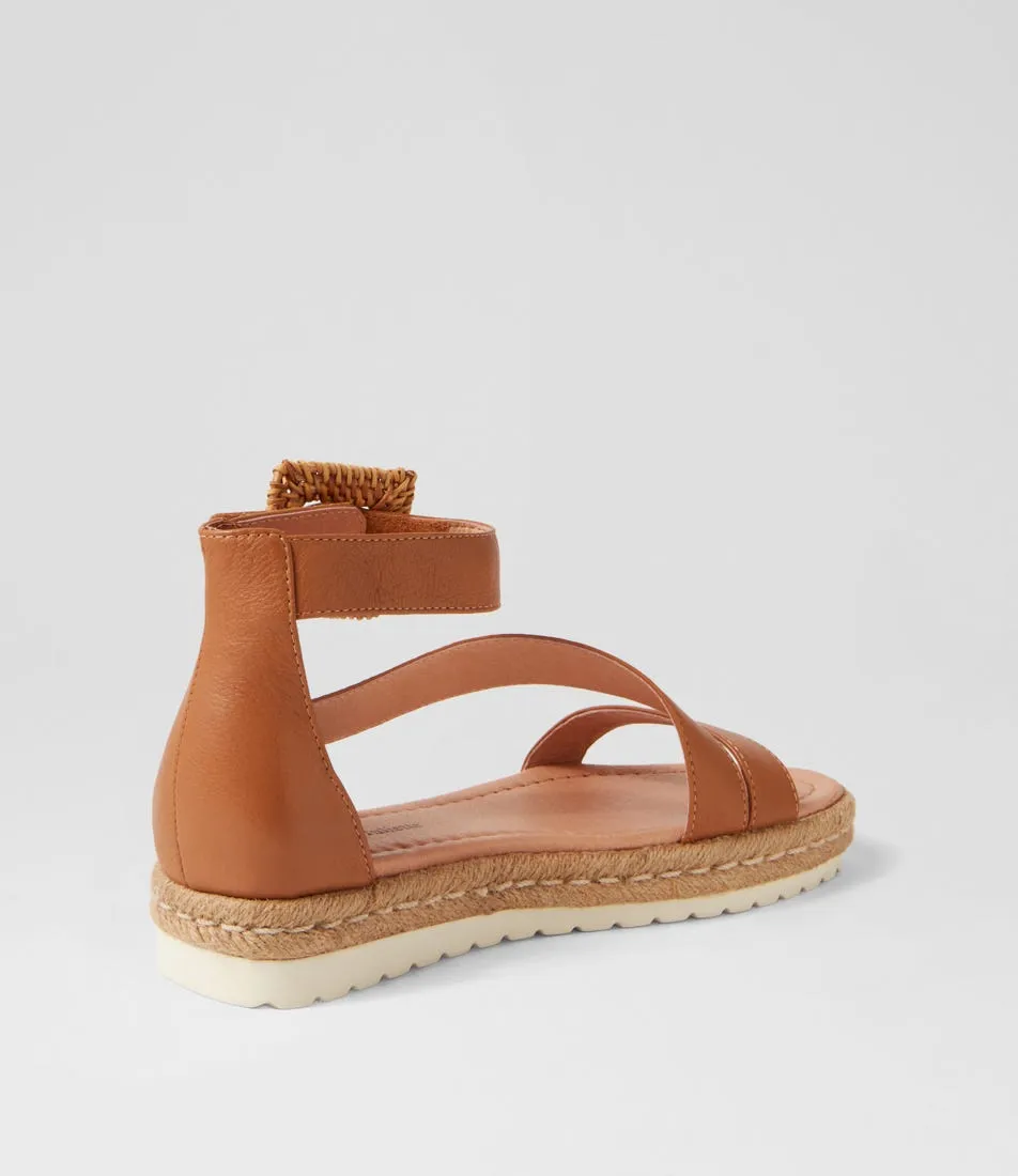 DJANGO & JULIETTE Sisel Dark Tan Natural Leather Buckle Espadrilles