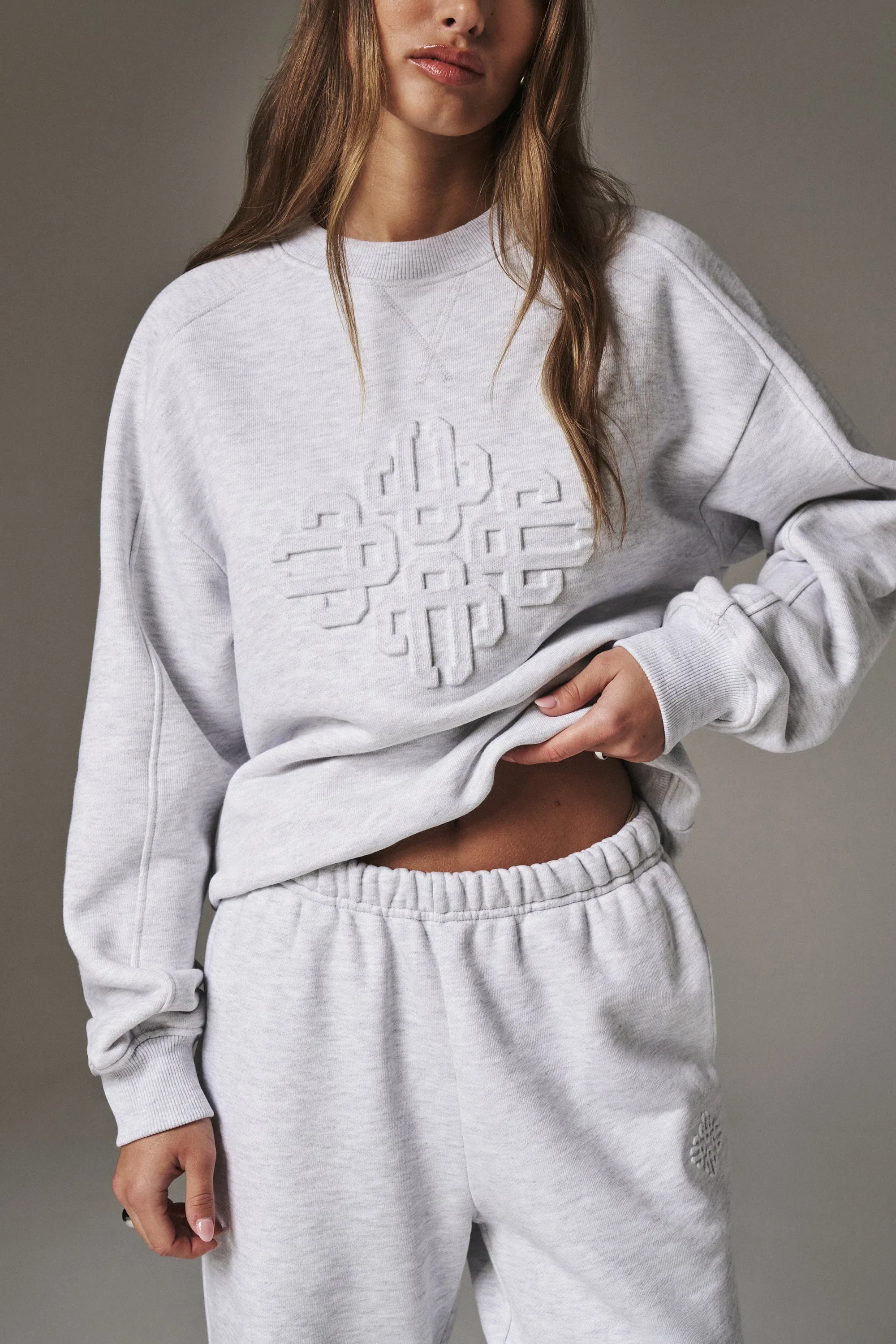 EMBOSSED SWEATSHIRT - GREY MARL