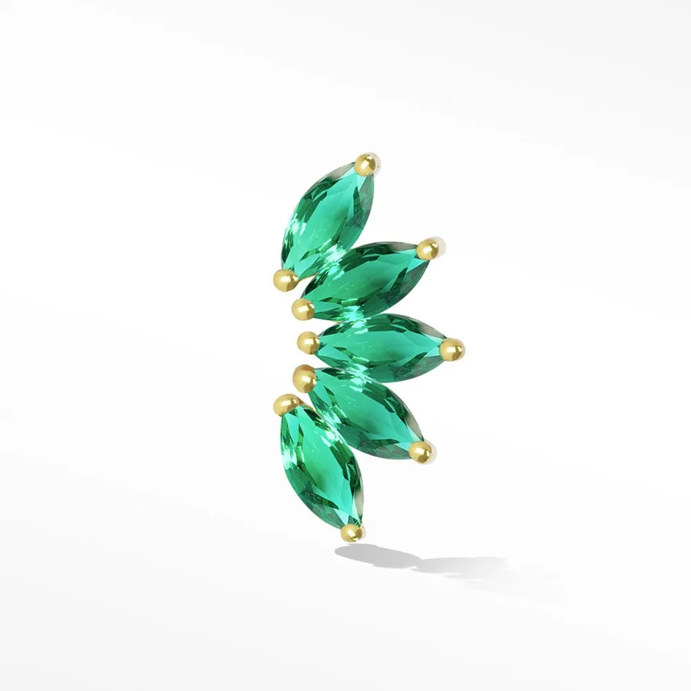 Yellow Gold Lotus Emerald Earring