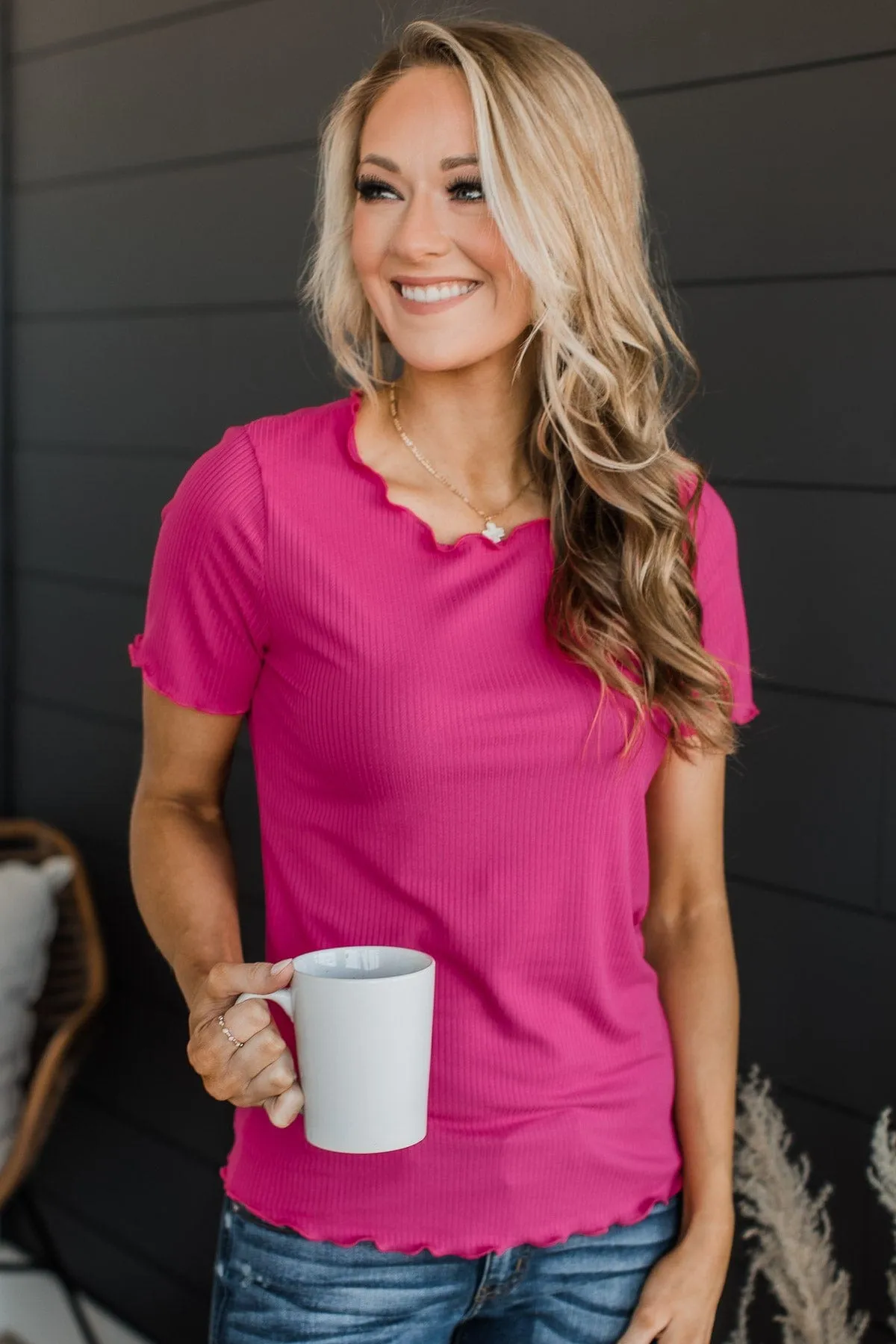 Fuchsia Ribbed Knit Top - Everything And More