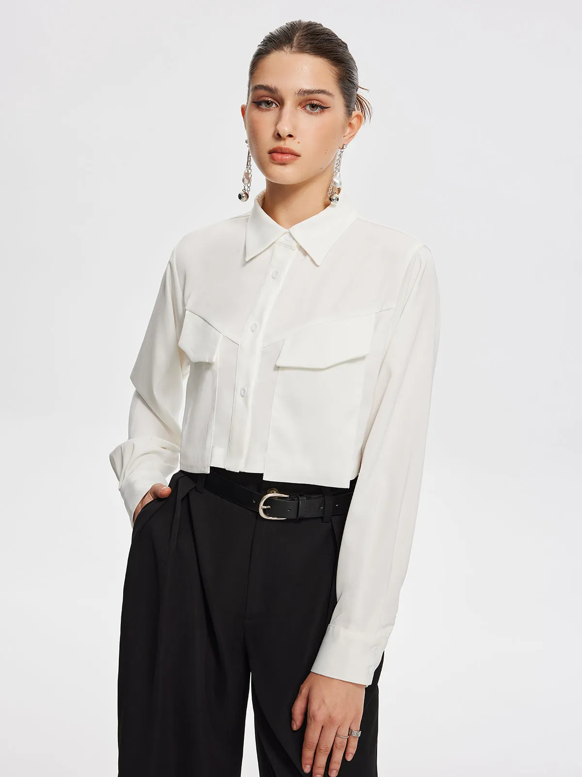 Fair And Square Collared Crop Shirt