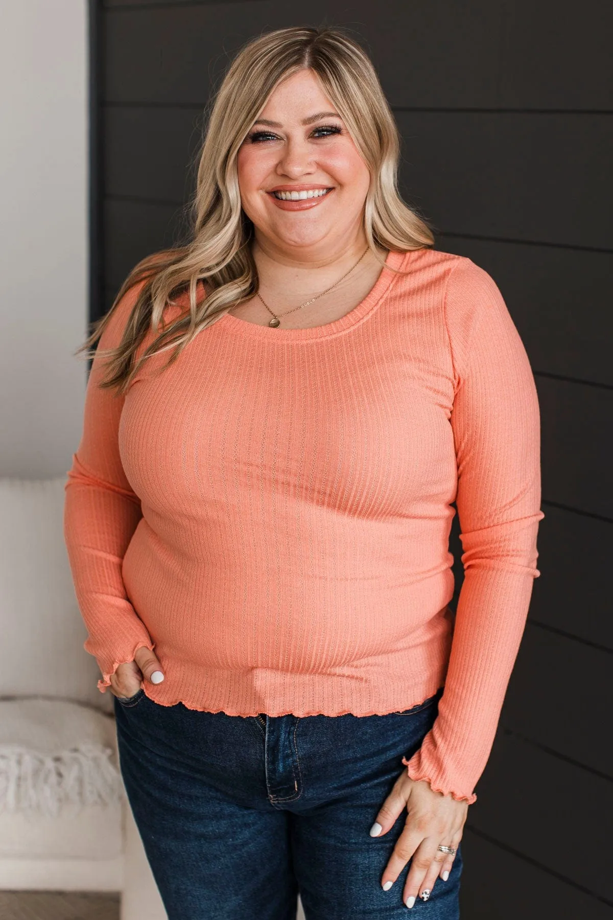 Elated Peach Knit Top