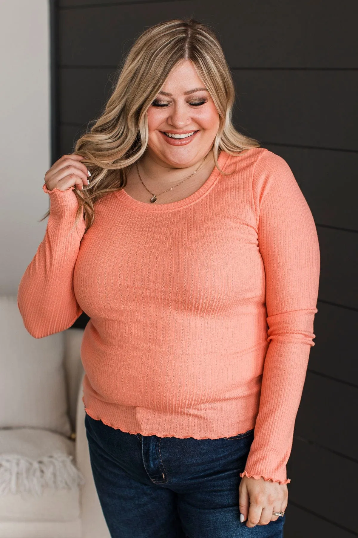 Elated Peach Knit Top