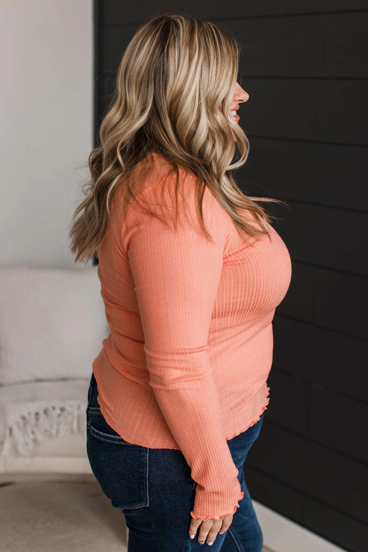 Elated Peach Knit Top