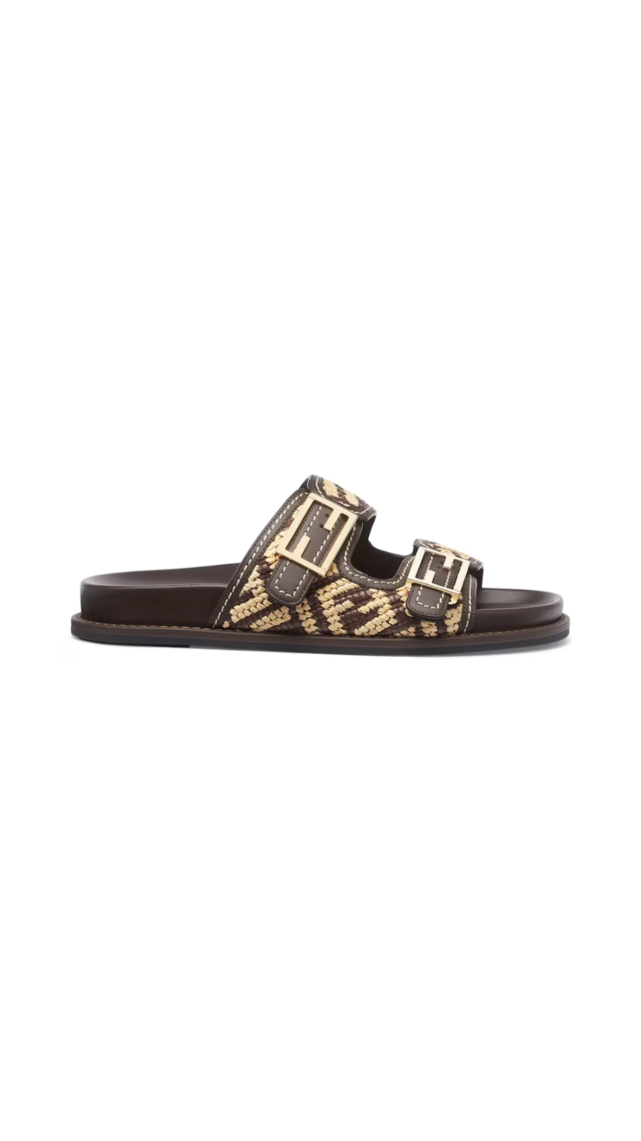 Fendi Feel Cotton Fiber Slides Brown