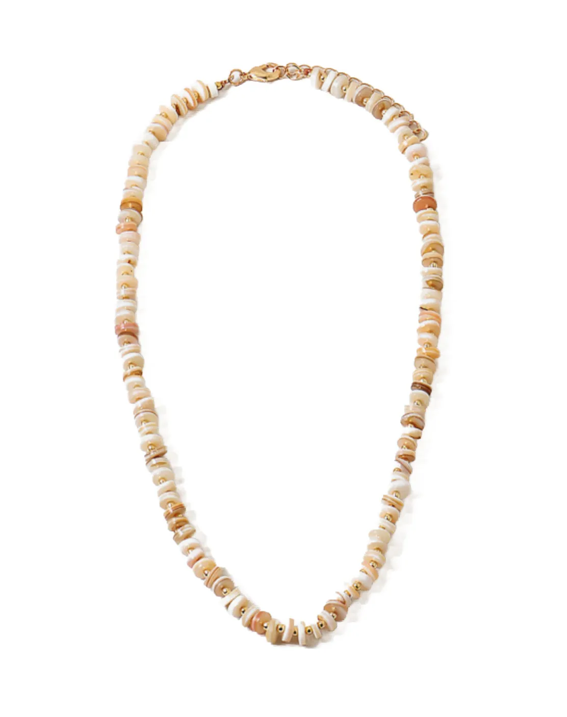 Flat Beaded Neutral Shades Short Necklace