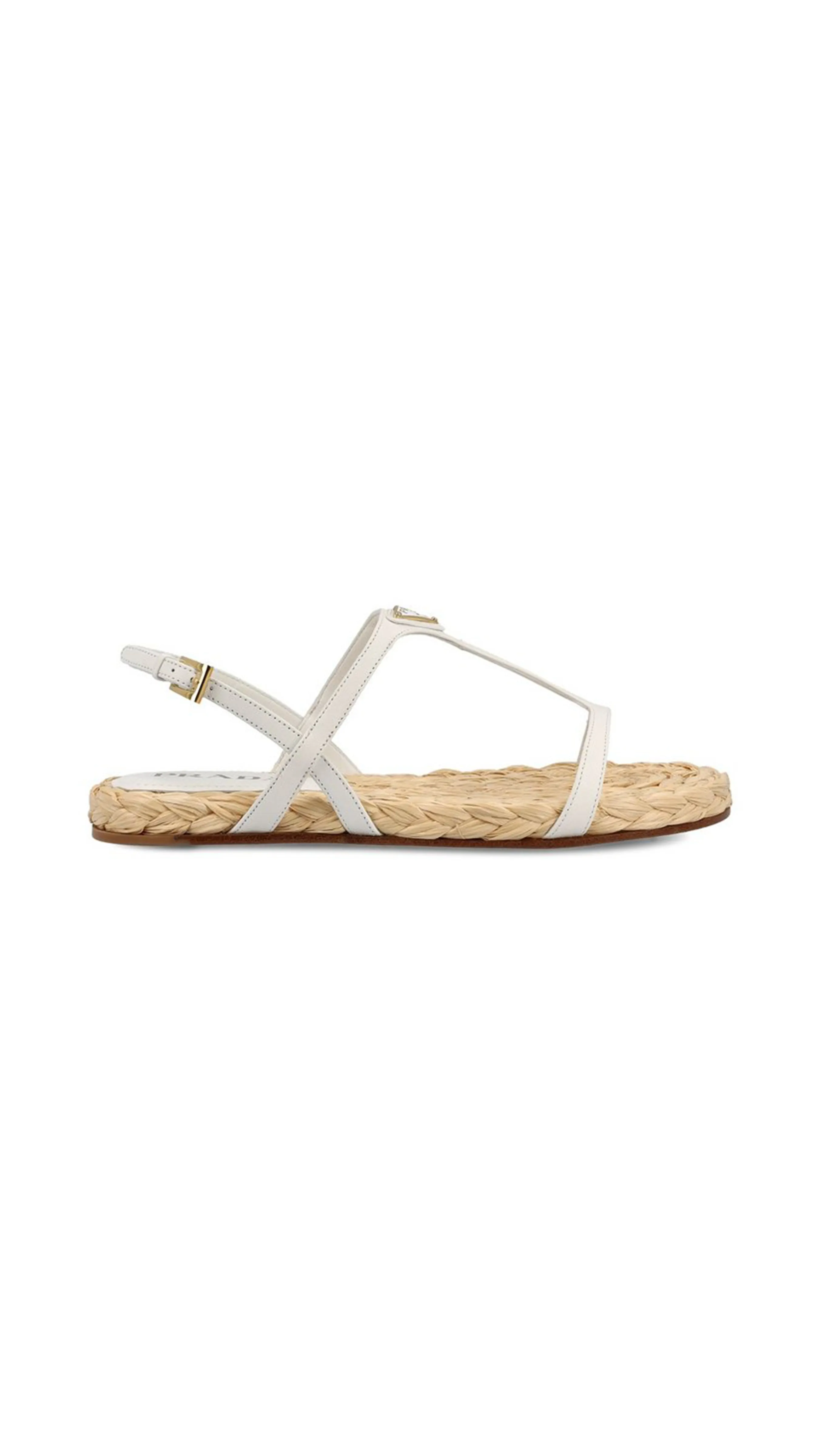 White and Beige Nappa Sandals