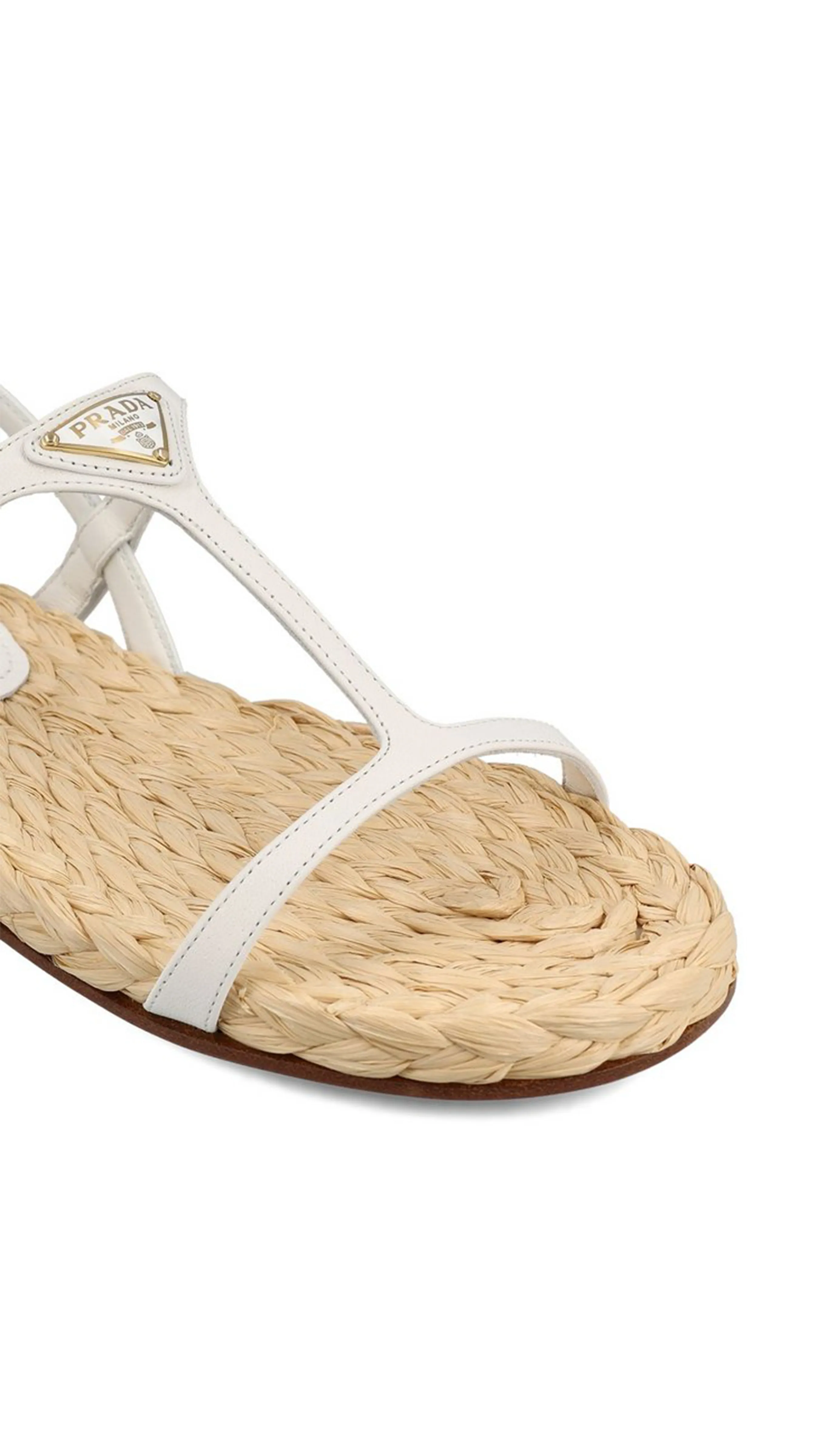 White and Beige Nappa Sandals