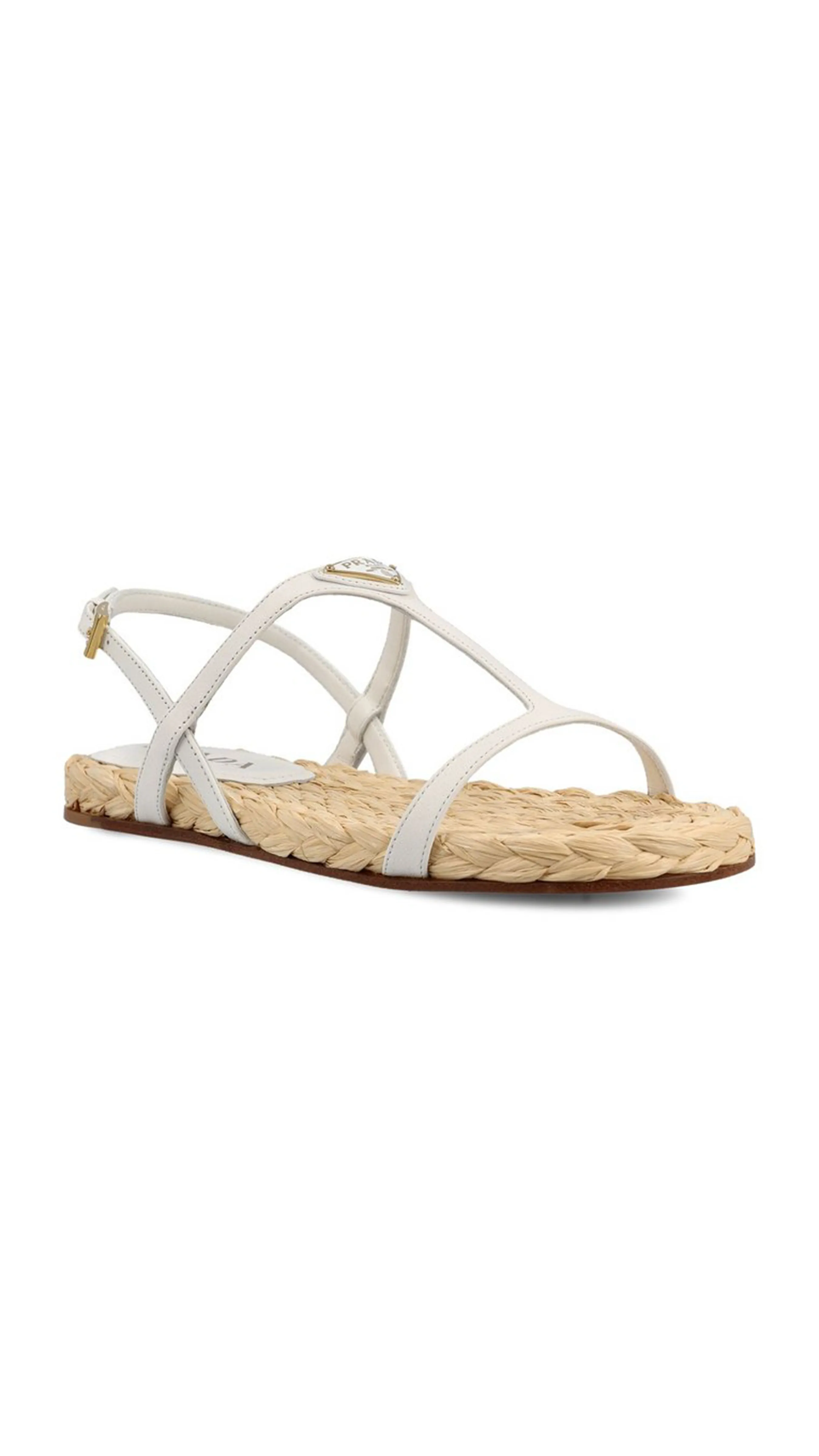 White and Beige Nappa Sandals